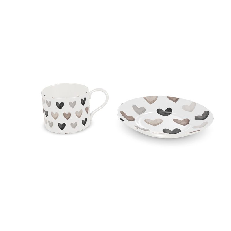 Elegant Taupe and Grey Fine Bone China Coffee Cup - Designer Collection