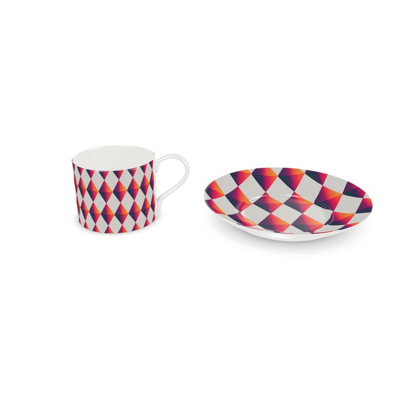 Designer Harlequin Fine Bone China Coffee Cup in Vibrant Multi Colors