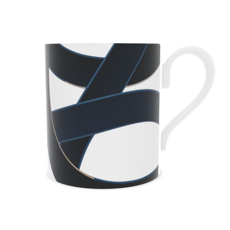 Elegant Fine Bone China Navy Blue Abstract Mug