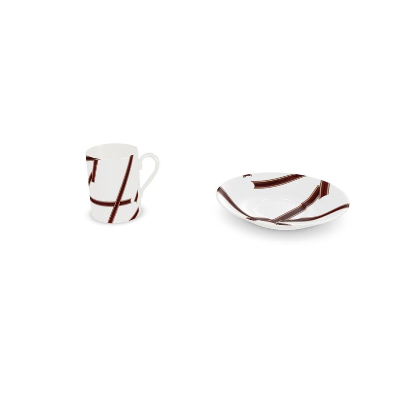 Luxury Monaco Burgandy and Gold Fine Bone China Espresso Cup