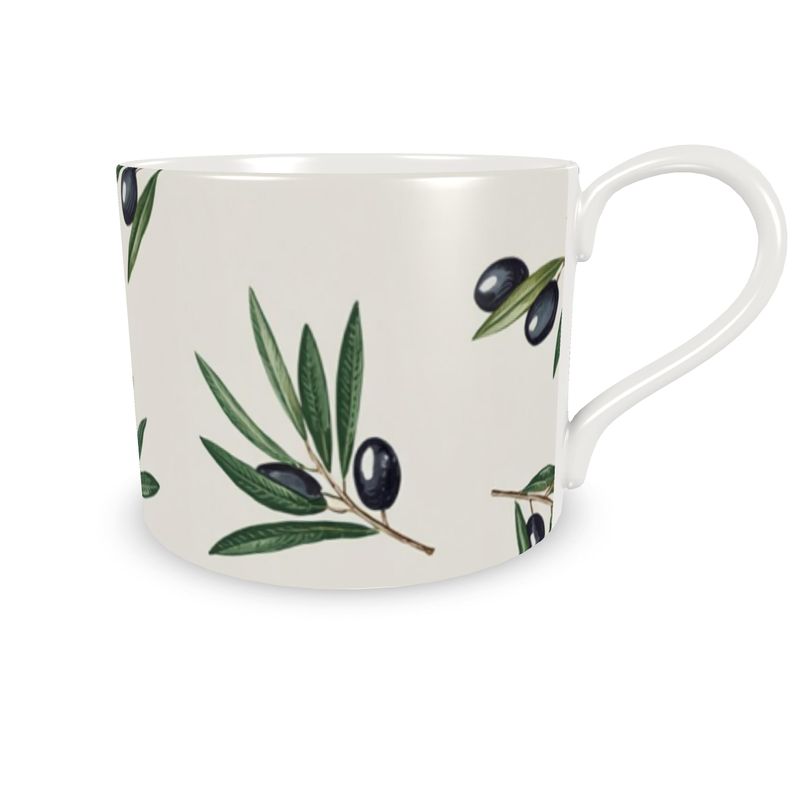 Elegant Luxury Mediterranean Olive Design Fine Bone China Coffee Cup and Saucer Set