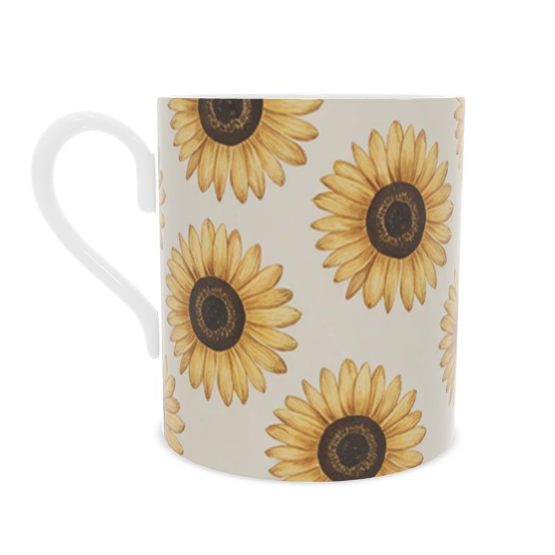 Vintage Style Sunflowers Fine Bone China Mug