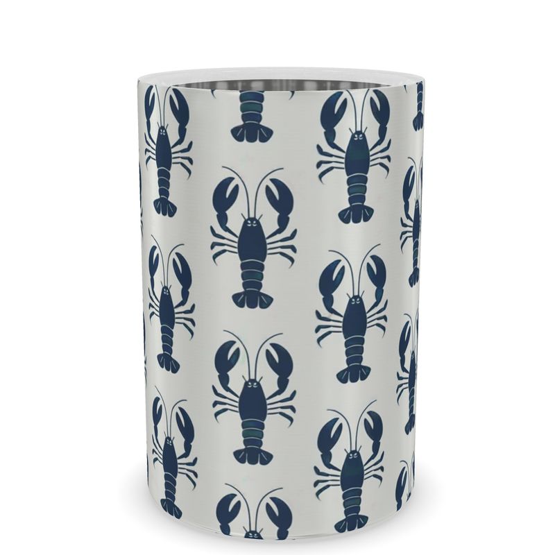 Beach House Wine Cooler with Lobster Motif - Rustic Coastal Barware