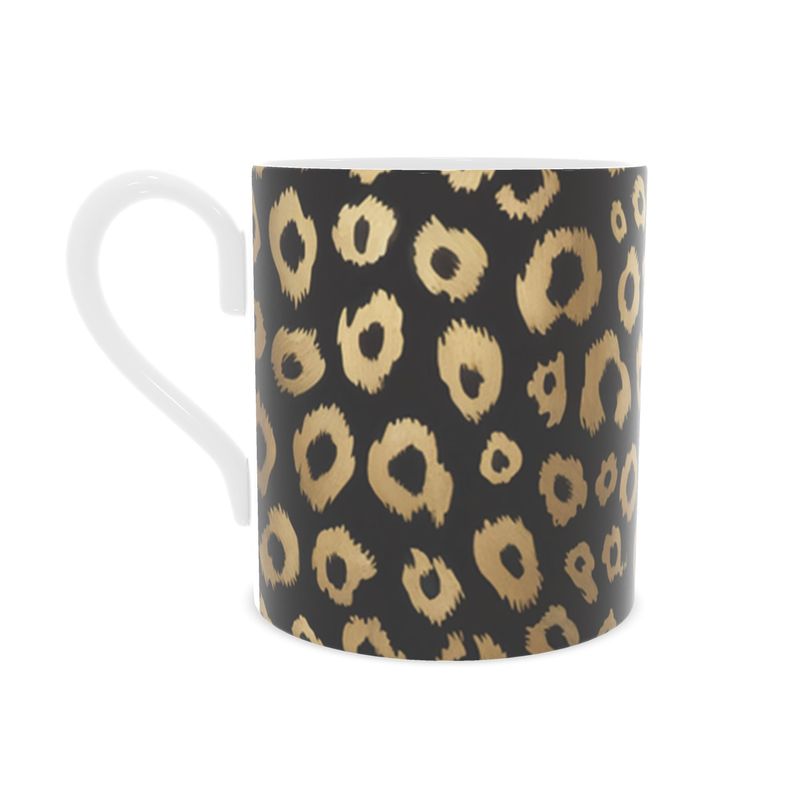 Designer Leopard Print Fine Bone China Mug - Stylish Home Decor