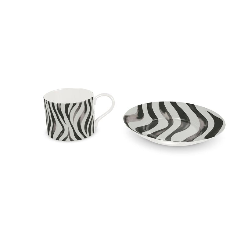 Safari Zebra Coffee Cup & Saucer - Elegant Fine Bone China
