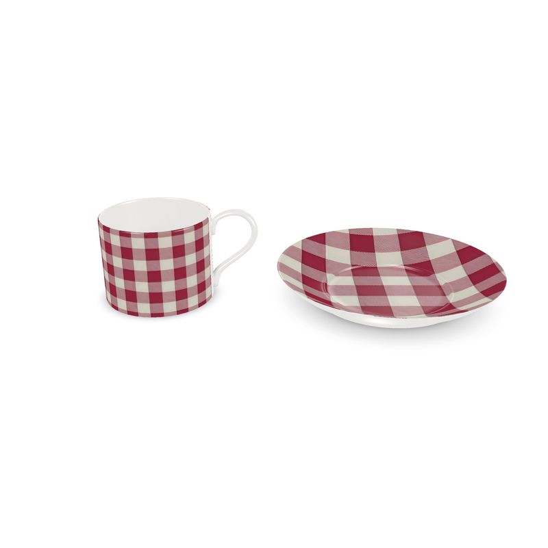 Vintage-Inspired Red Checkered Coffee Cups