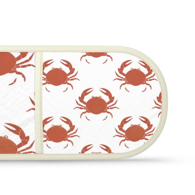 Coastal Crab Design Double Oven Mitts in Vibrant Orange