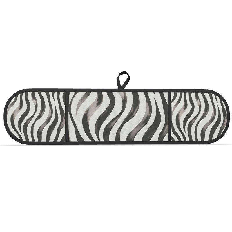 Zebra Design Double Oven Gloves in Black and White