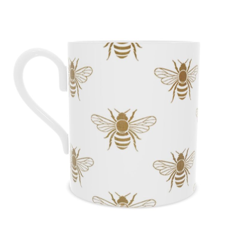 Gold Bee Fine Bone China Mug - Luxury Tea Cup with Elegant Design