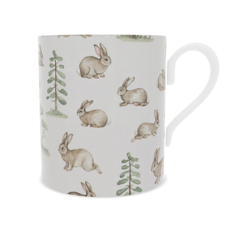 Whimsical Rabbit Bone China Mug - Country Style
