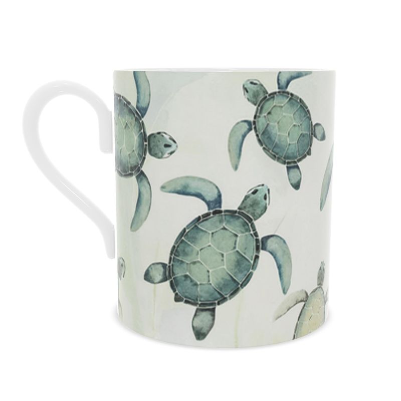 Ocean Lover Gift: Fine Bone China Mug with Sea Turtles Design