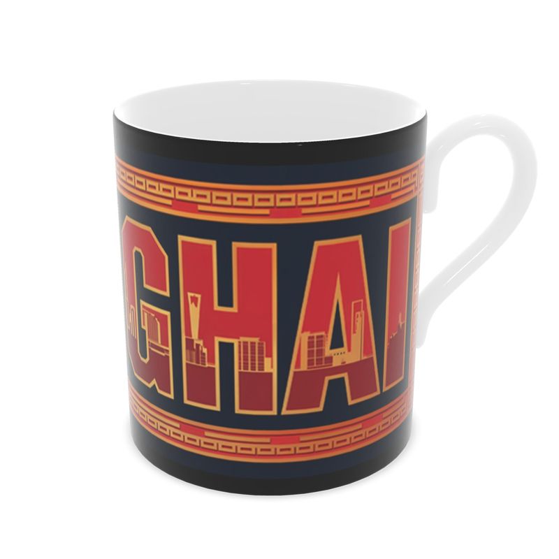 Elegant Shanghai Landmark Mug, Fine Bone China