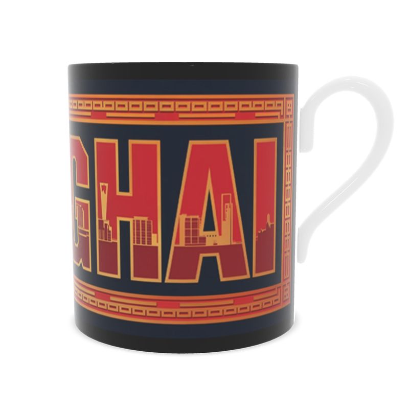 Elegant Shanghai Landmark Mug, Fine Bone China