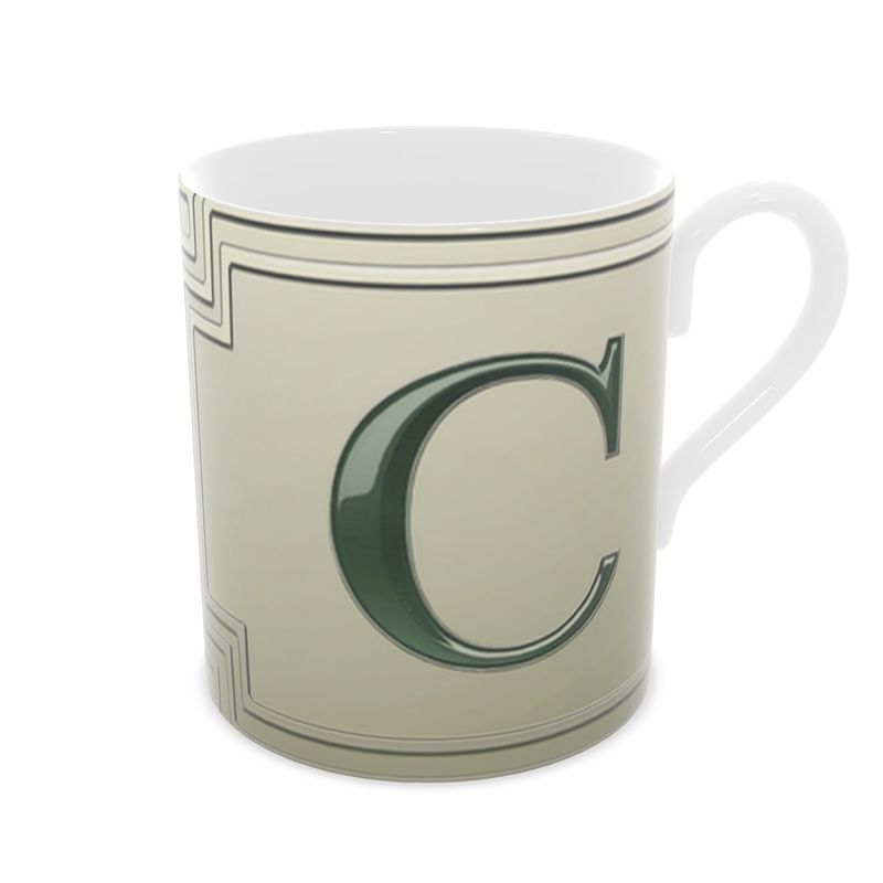 Personalised Green Bone China C Alphabet Mug