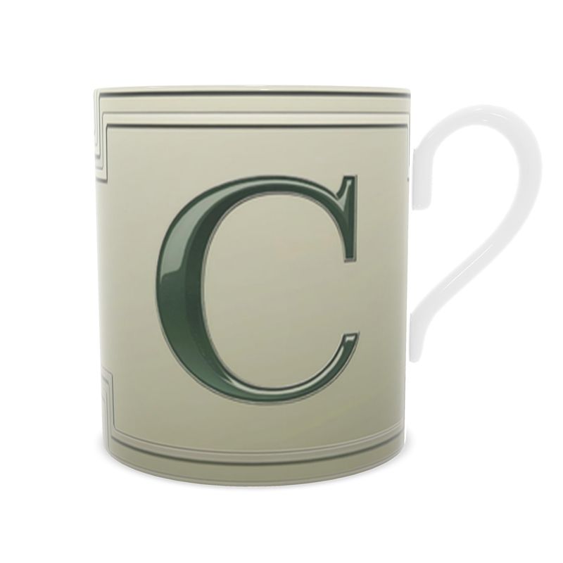 Personalised Green Bone China C Alphabet Mug