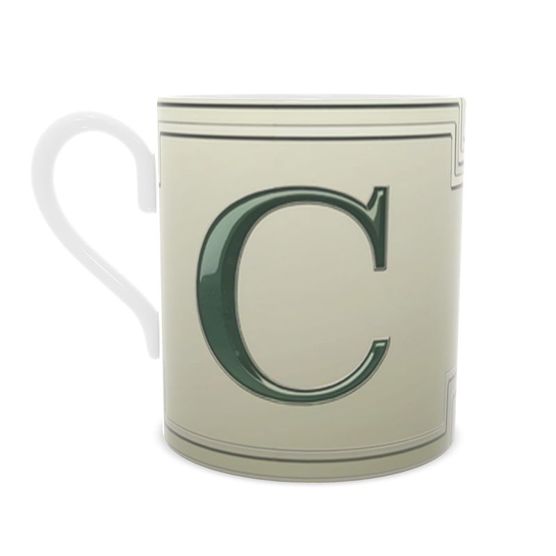 Personalised Green Bone China C Alphabet Mug