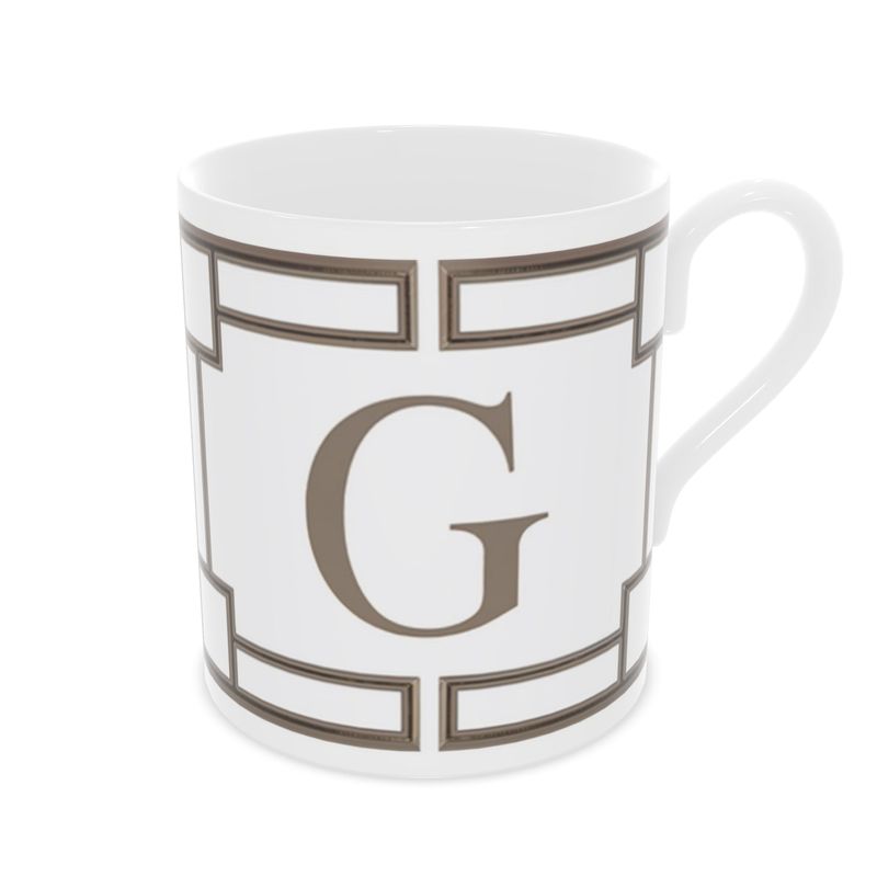 Monogram 'G' White and Gold Fine Bone China Coffee Cup