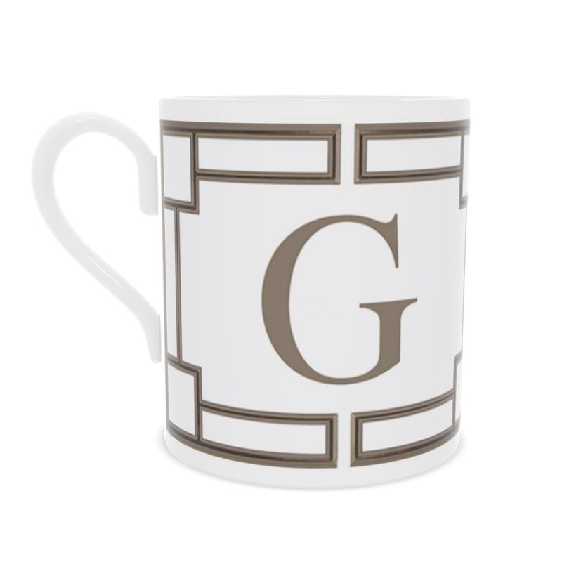 Monogram 'G' White and Gold Fine Bone China Coffee Cup