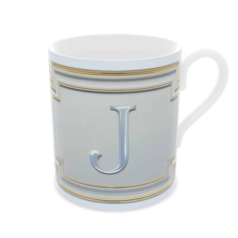 Elegant 'J' Monogram Fine Bone China Mug - Alphabet Collection
