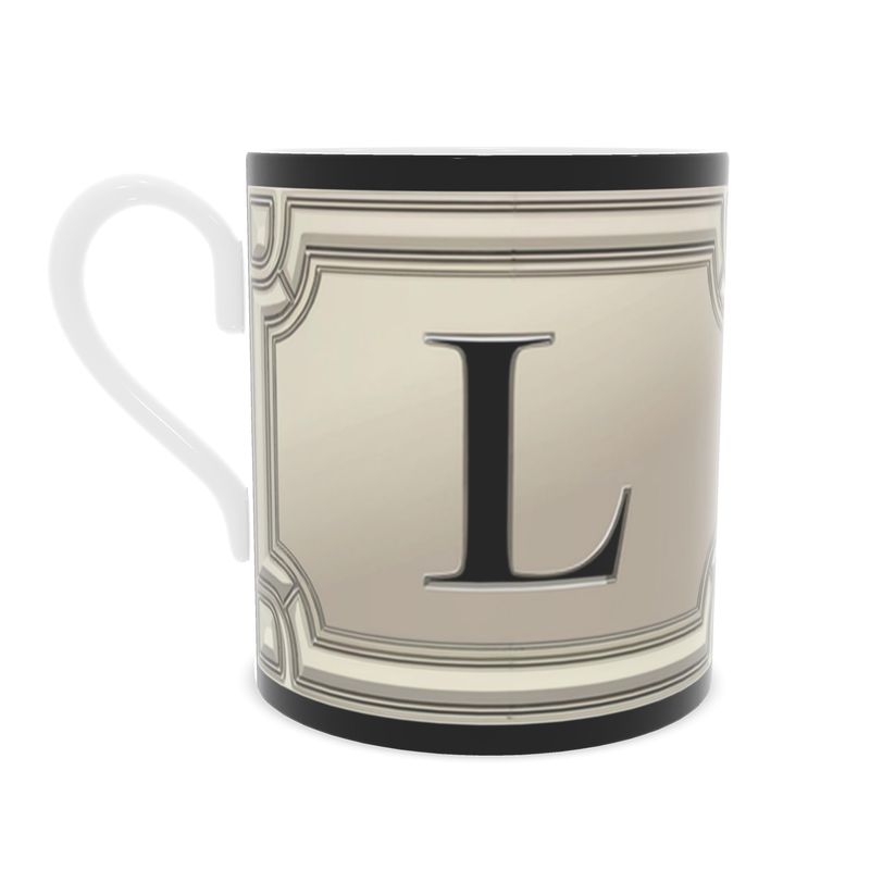 Personalised 'L' Alphabet Fine Bone China Mug - Custom Gift Idea