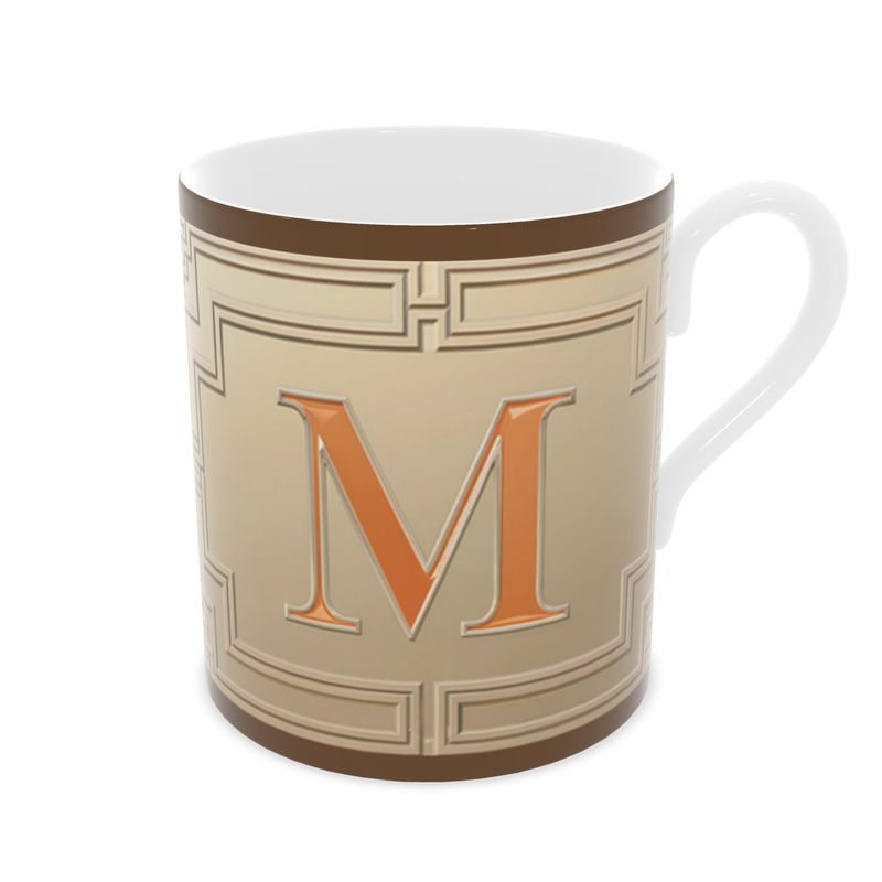 Personalised Fine Bone China Mug with Alphabet M Design