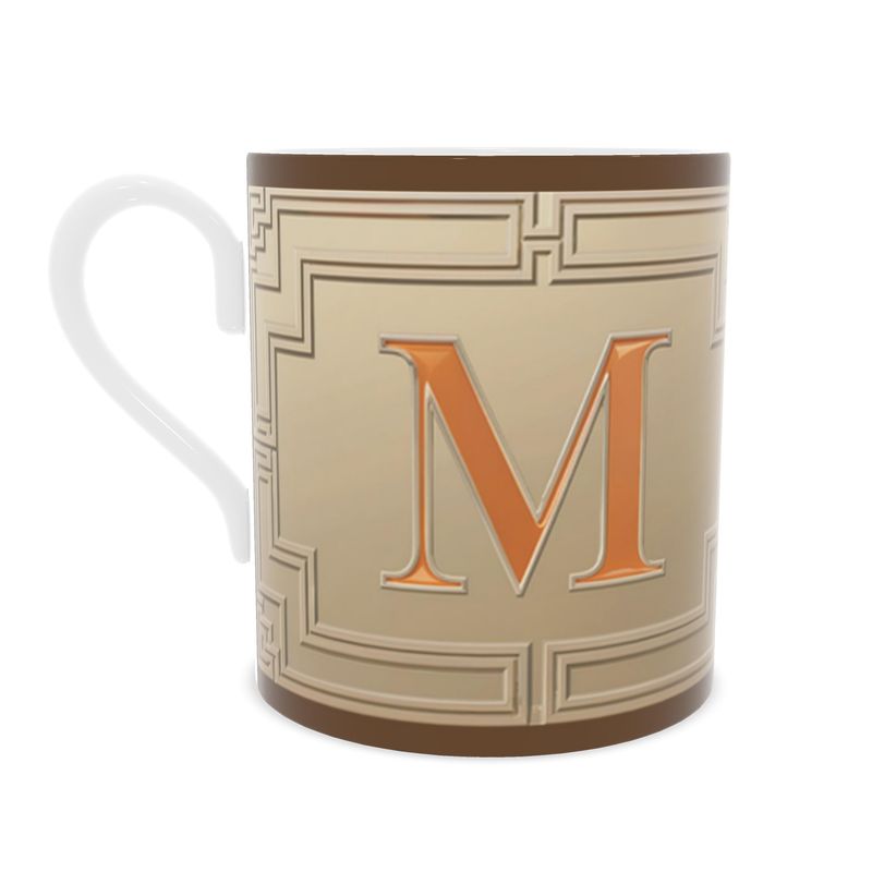 Personalised Fine Bone China Mug with Alphabet M Design