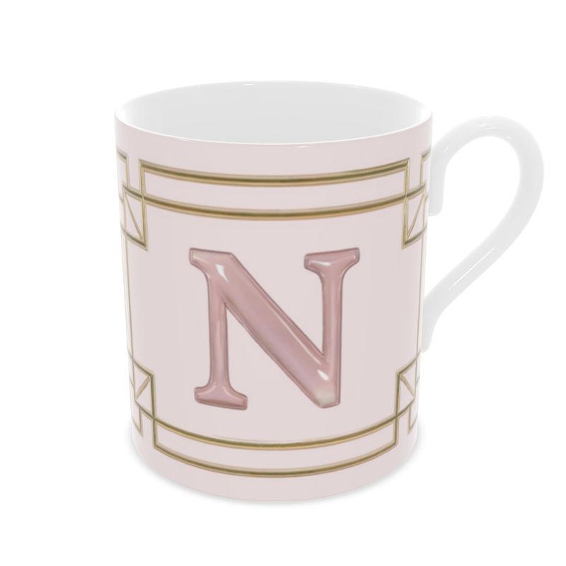 Unique Letter 'N' Fine Bone China Mug - Monogram Coffee Cup