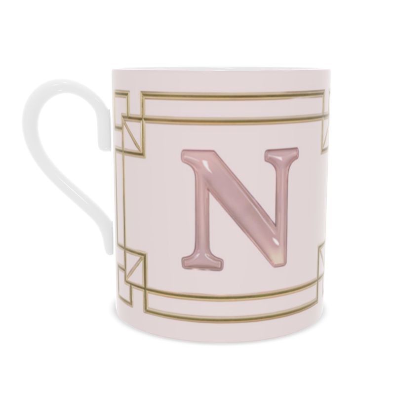 Unique Letter 'N' Fine Bone China Mug - Monogram Coffee Cup
