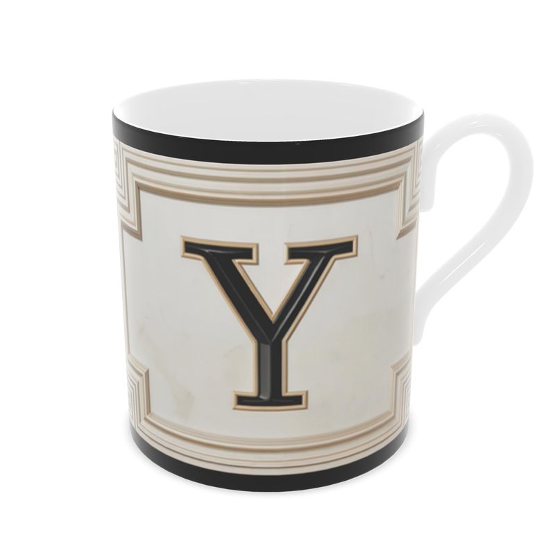 Elegant Y Alphabet Mug - Fine Bone China Tea Cup