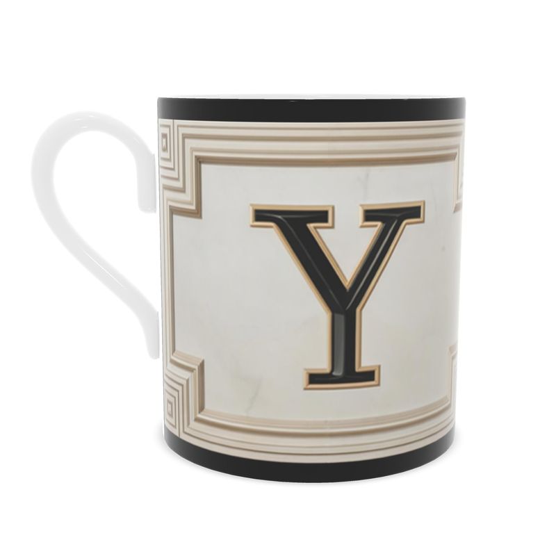 Elegant Y Alphabet Mug - Fine Bone China Tea Cup