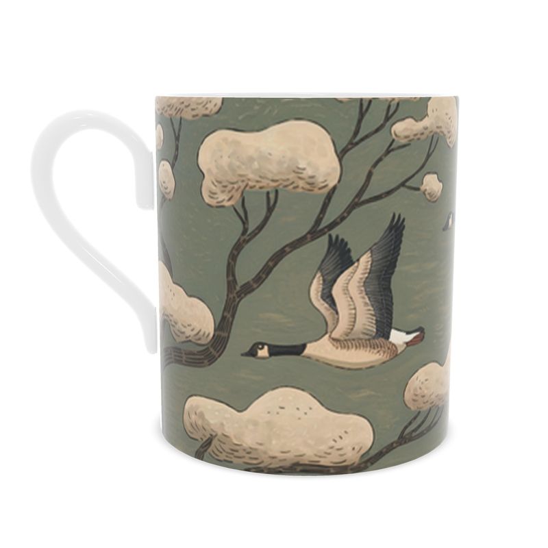 Fine Bone China Mug with Flying Geese Design - Bird Lover Gift