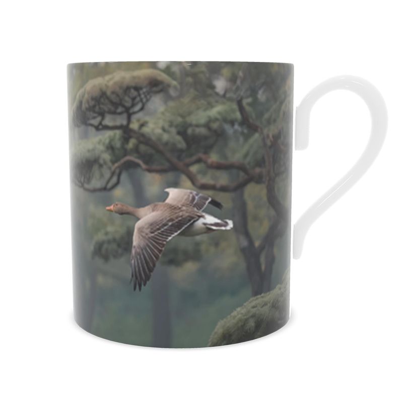 Bird Lover's Delight: Flying Geese Fine Bone China Mug - Unique Gift