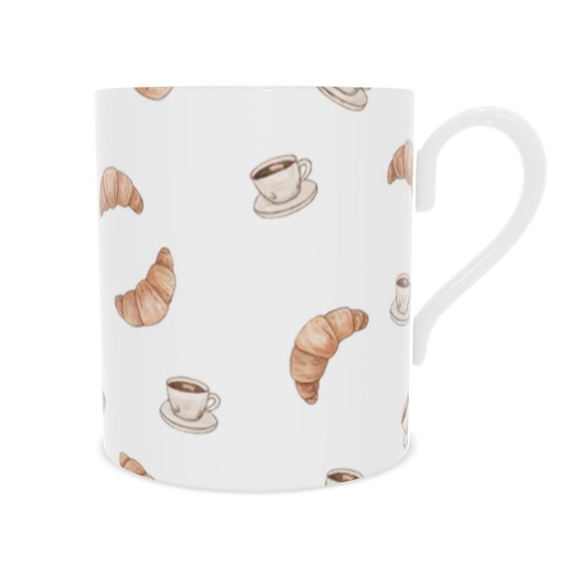Chic Bone China Mug for Morning Coffee and Croissant Lovers