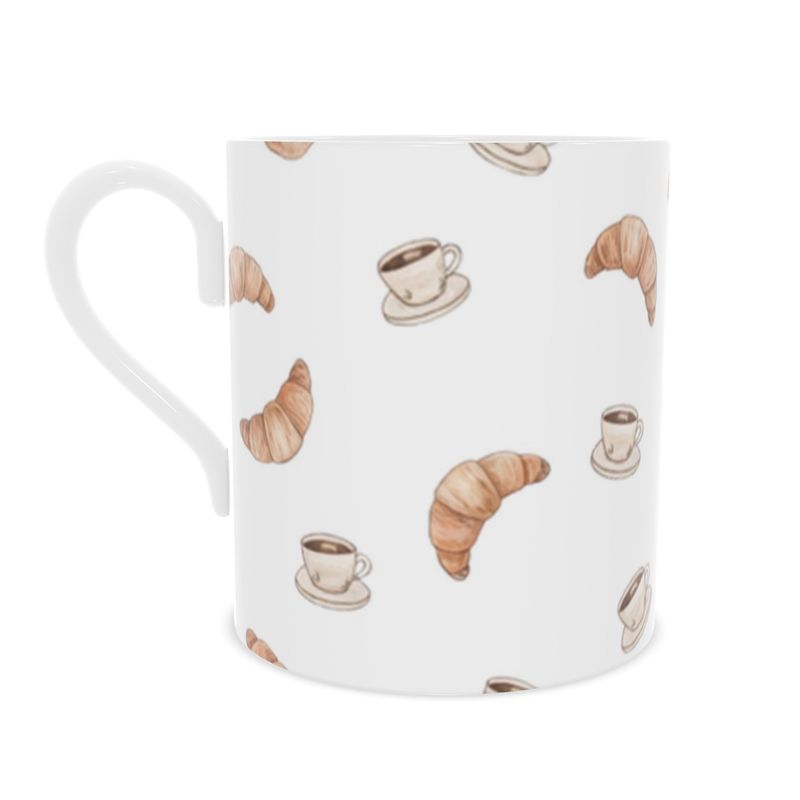 Chic Bone China Mug for Morning Coffee and Croissant Lovers