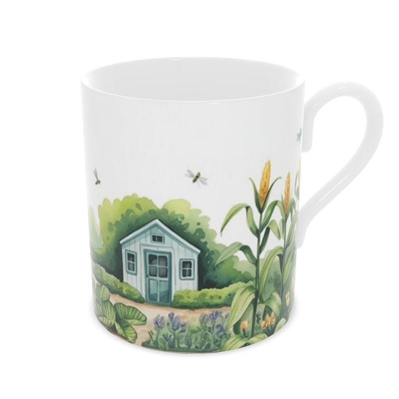 Vintage-Inspired Gardening Greenhouse Mug in Bone China