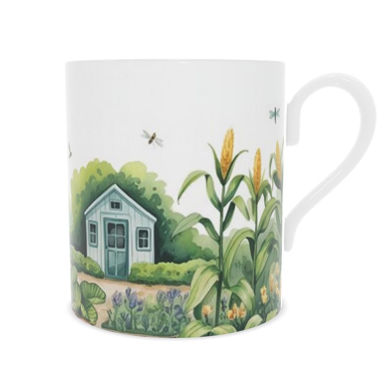 Vintage-Inspired Gardening Greenhouse Mug in Bone China