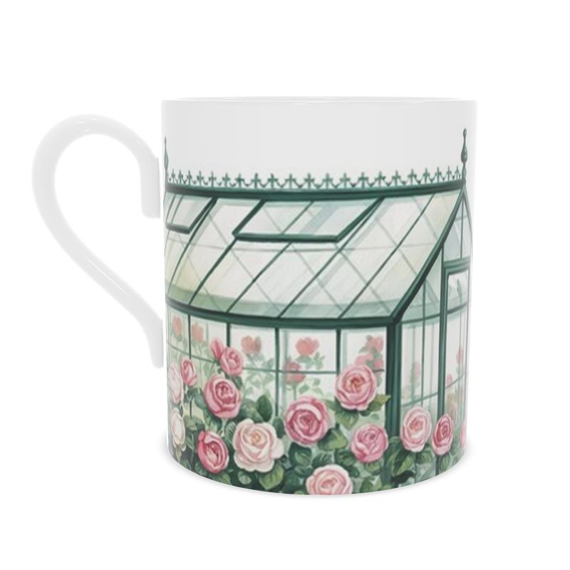 Vintage-Inspired Gardening Greenhouse Mug in Bone China