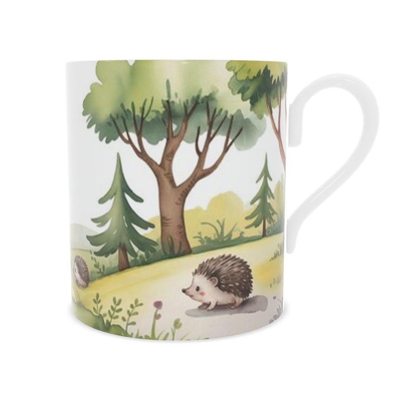 Vintage Country Hedgehogs Bone China Mug - Adorable Tea Cup for Nature Lovers