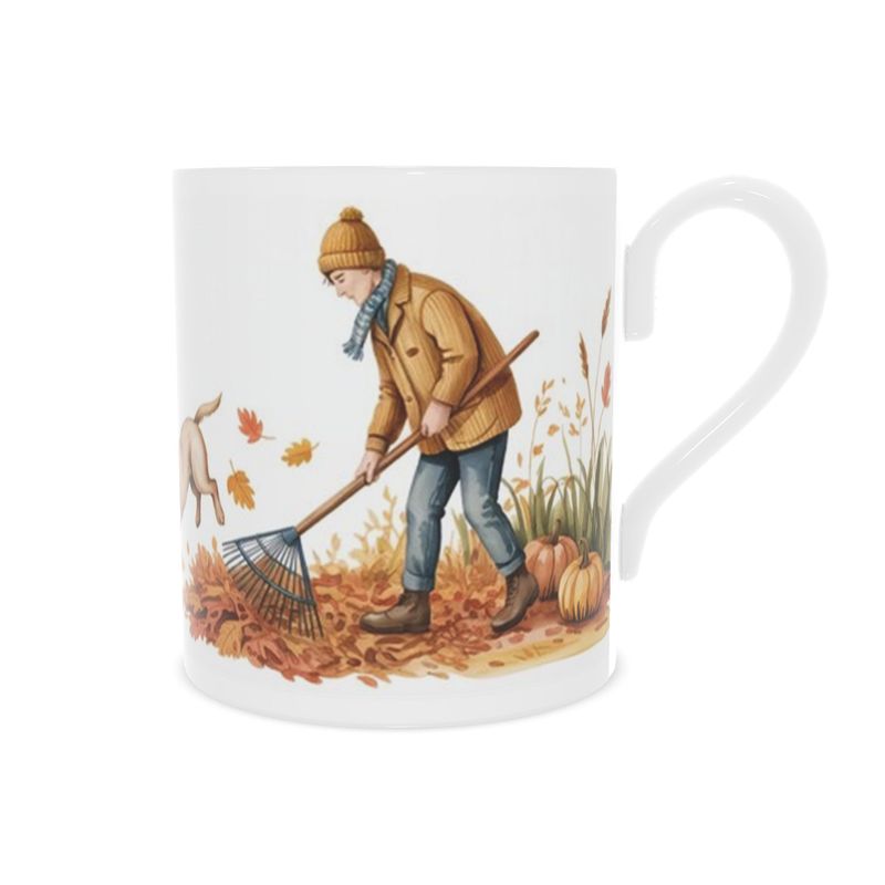 Vintage Style Fall Garden Bone China Mug Gardeners Gift