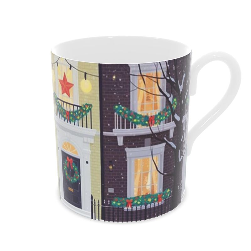 Festive Christmas in London Bone China Mug - Gift for Travelers