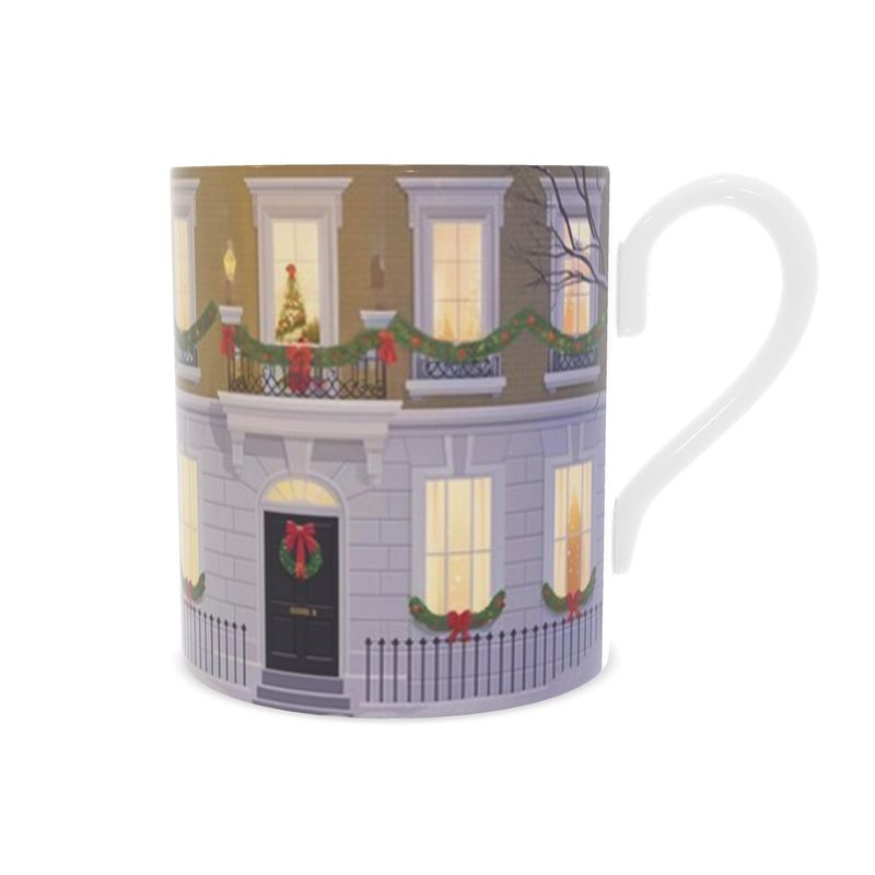 London Christmas Scene Mug - Elegant Bone China Mug