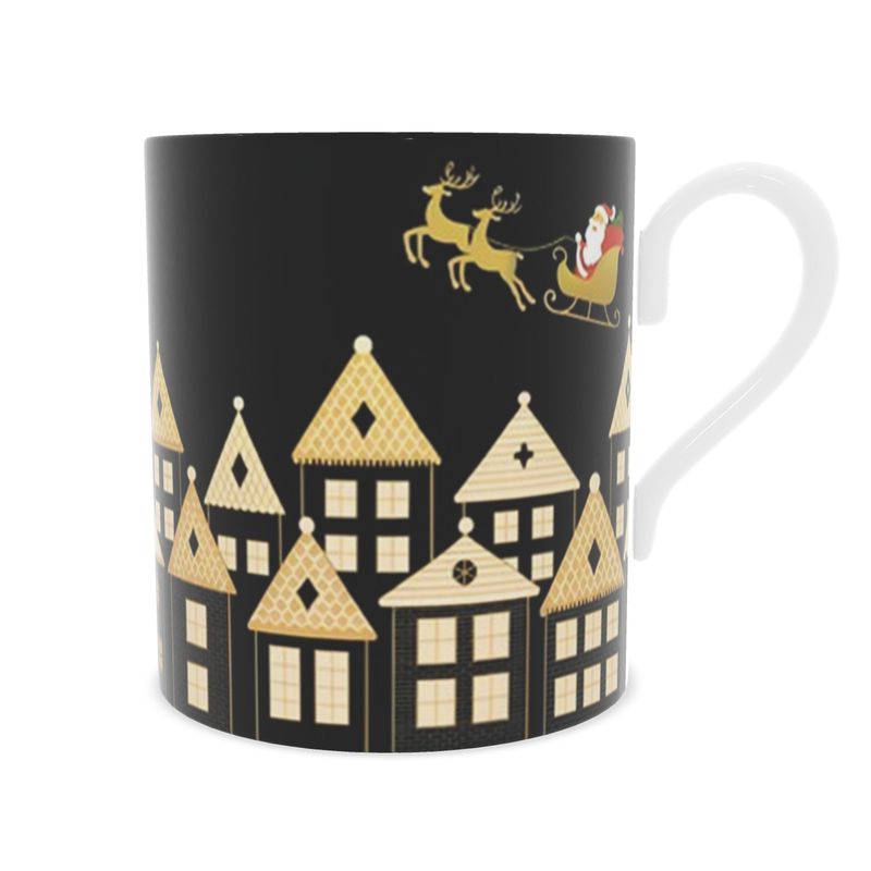 Christmas in London Rooftops Bone China Mug - Holiday Gift