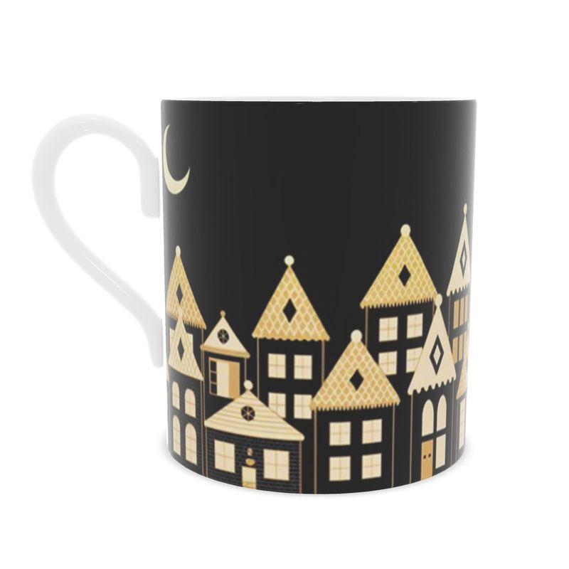 Christmas in London Rooftops Bone China Mug - Holiday Gift