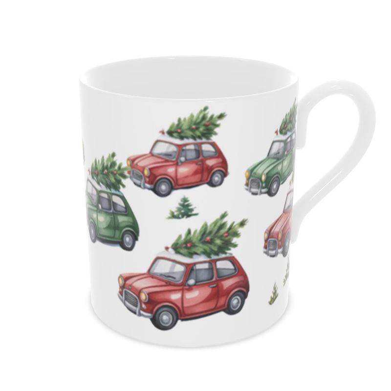 Christmas Trees Mini Car Bone China Mug - Unique Holiday Gift