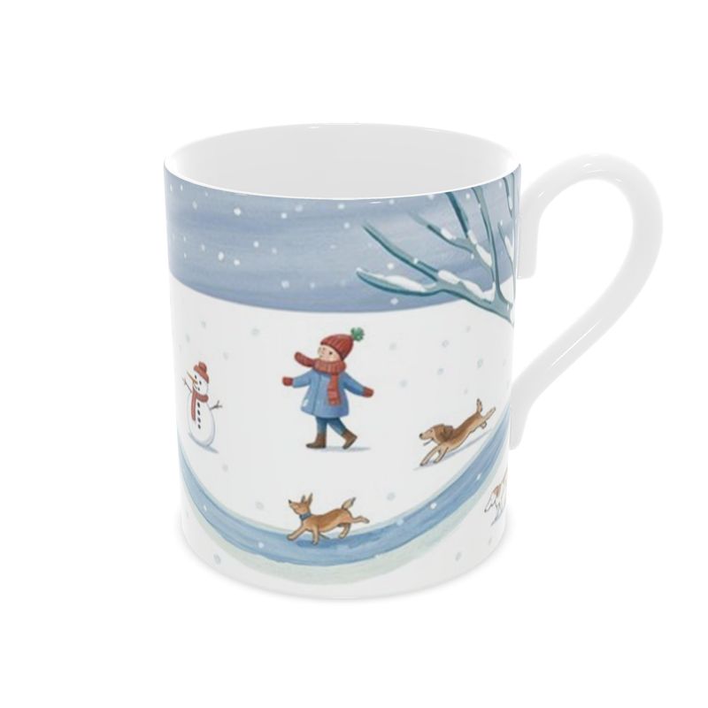 Snowy Winter Wonderland Bone China Mug - Christmas Park Scene