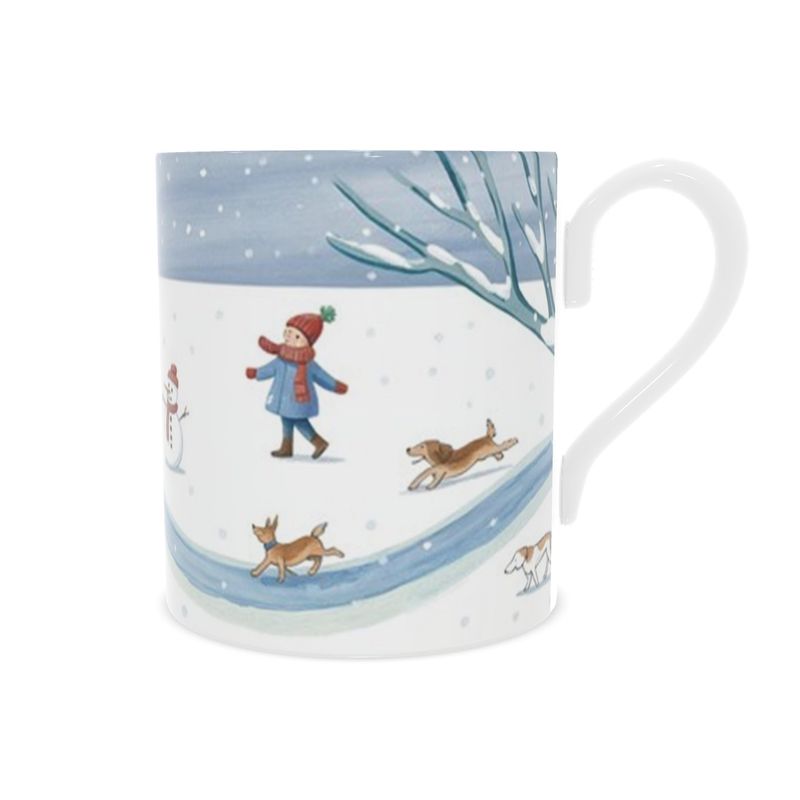 Snowy Winter Wonderland Bone China Mug - Christmas Park Scene
