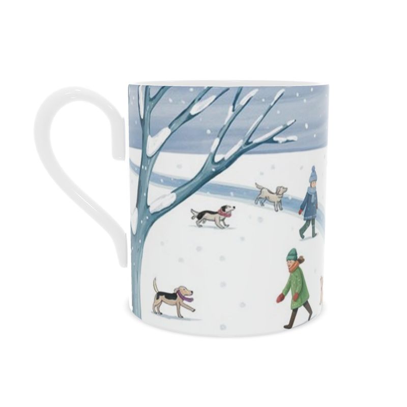 Snowy Winter Wonderland Bone China Mug - Christmas Park Scene