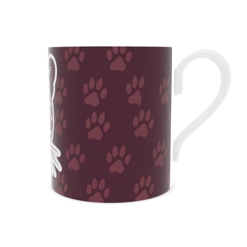 Unique Burgundy Christmas Mug with Leopard Print - Elegant Bone China
