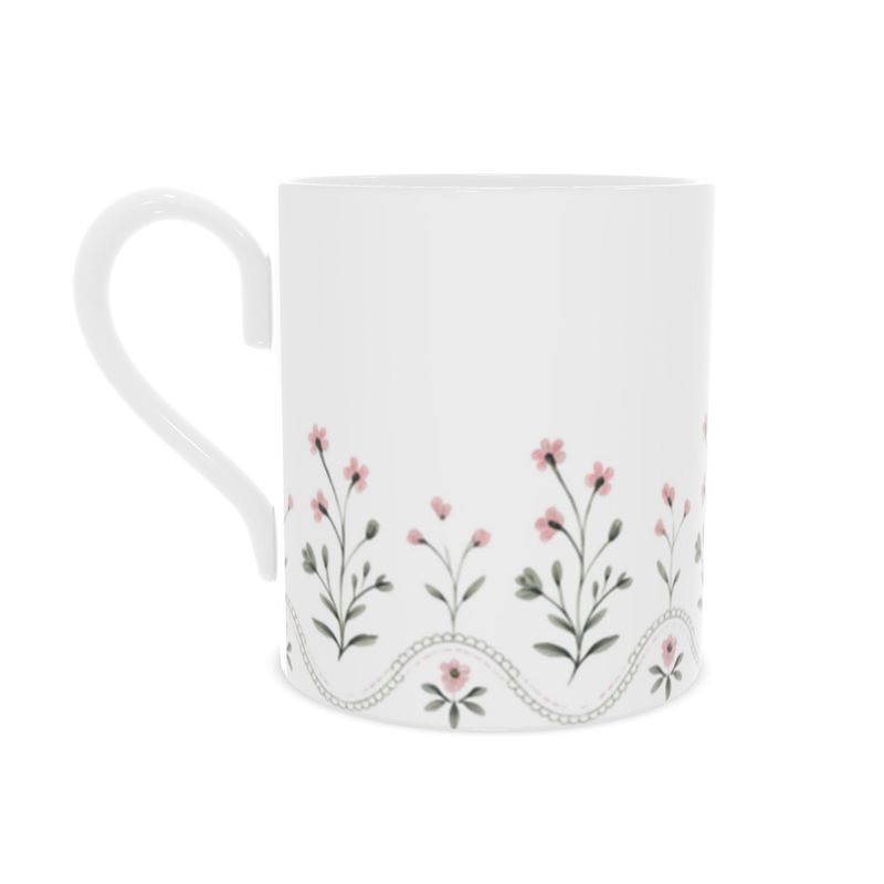 Delicate Floral Design Fine Bone China Mug – Cottage Chic Drinkware