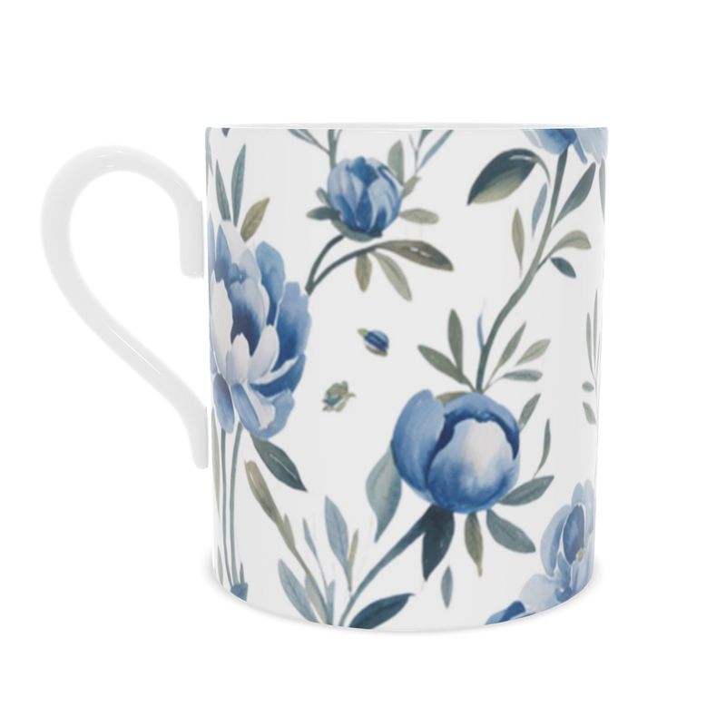 Peony Floral Fine Bone China Mug – Elegant Teacup for Tea Lovers